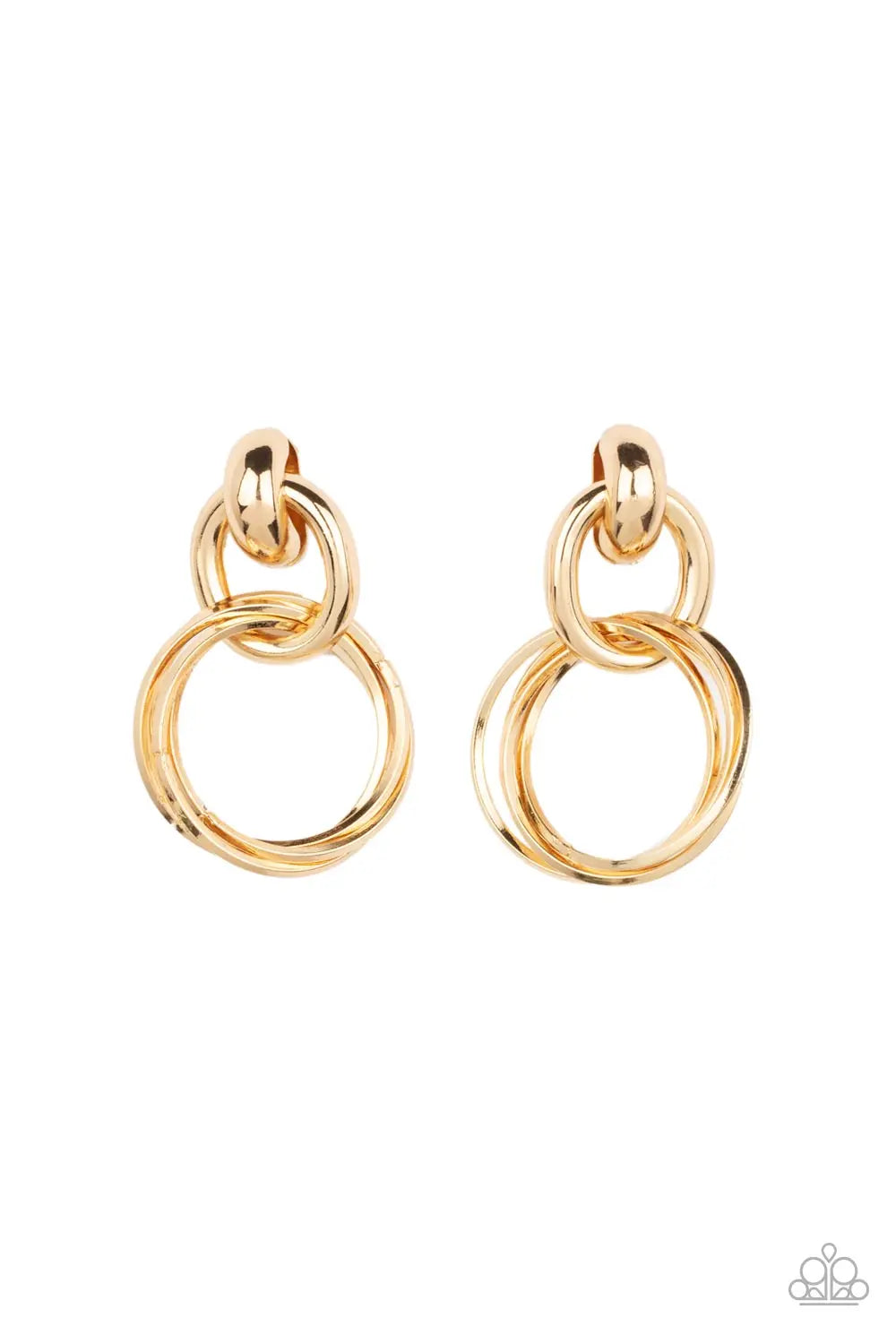 Paparazzi Earring ~ Dynamically Linked - Gold