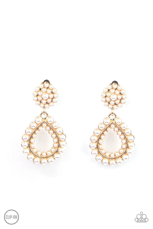 Paparazzi Earring ~ Discerning Droplets - Gold Paparazzi Accessories