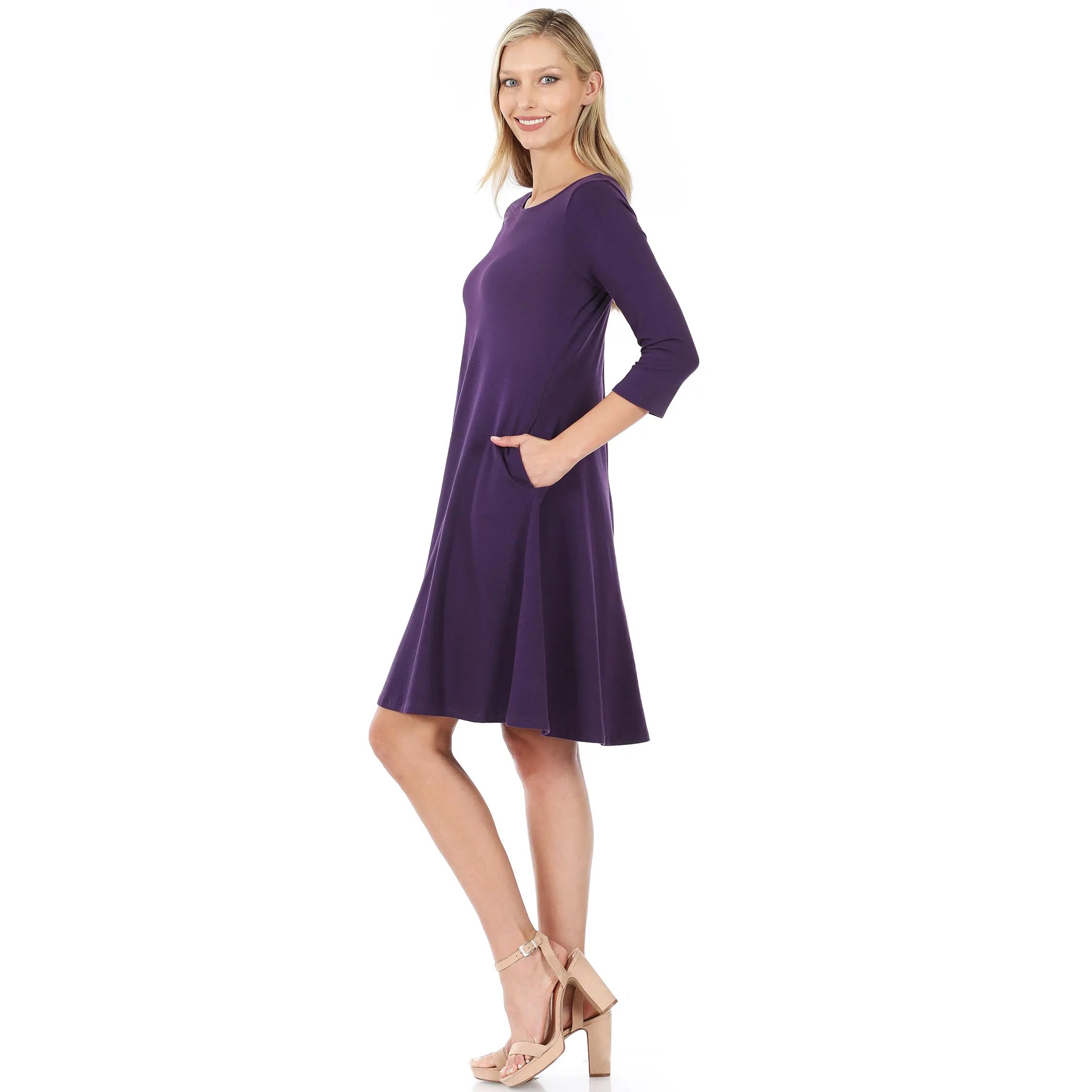 No-4596P PREMIUM COTTON CLASSIC A LINE DRESS SIDE POCKETS Style - Cathy,s new look 
