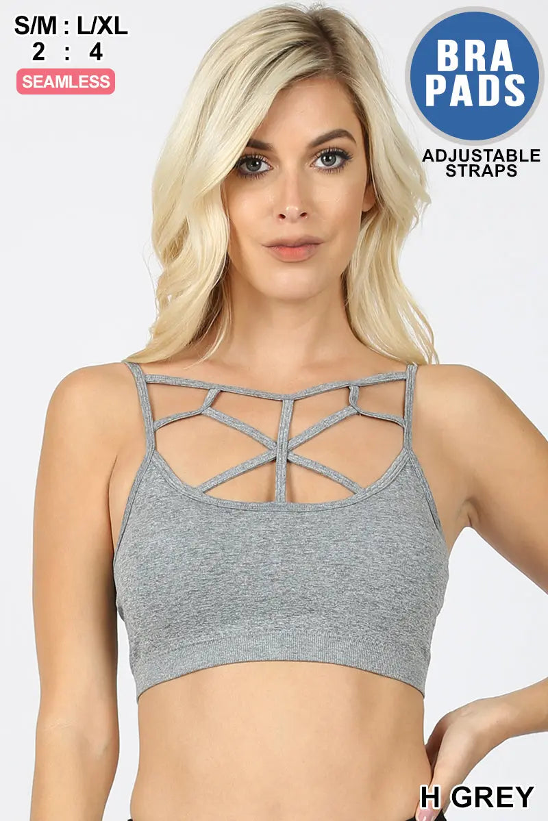 Zenana--Seamless Web Detail Front Bralette with Pads NT-6693ABSEAMLESS WEB DETAIL FRONT BRALETTE by zWITH BRA PADS - ADJUSTABLE STRAPS * *In Packs of S/M (2) : L/XL (4) ** TOTAL BODY LENGTH: 8.5", CHEST: 25" approx. - MEASURED FROM S/M * COLOR MAY VARY SLIGHTLY DUE TO MONITOR RESOLUTION